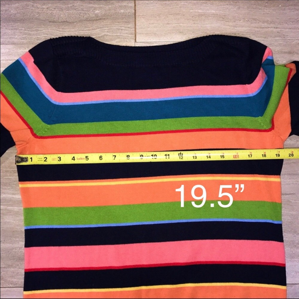 SOLD-Talbots Navy Blue & Pink Striped Sweater - Picture 4 of 6